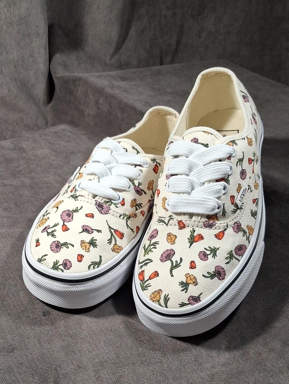 Vans Authentic Poppy Floral Cream Multicoloured Canvas Sneakers VG US 7